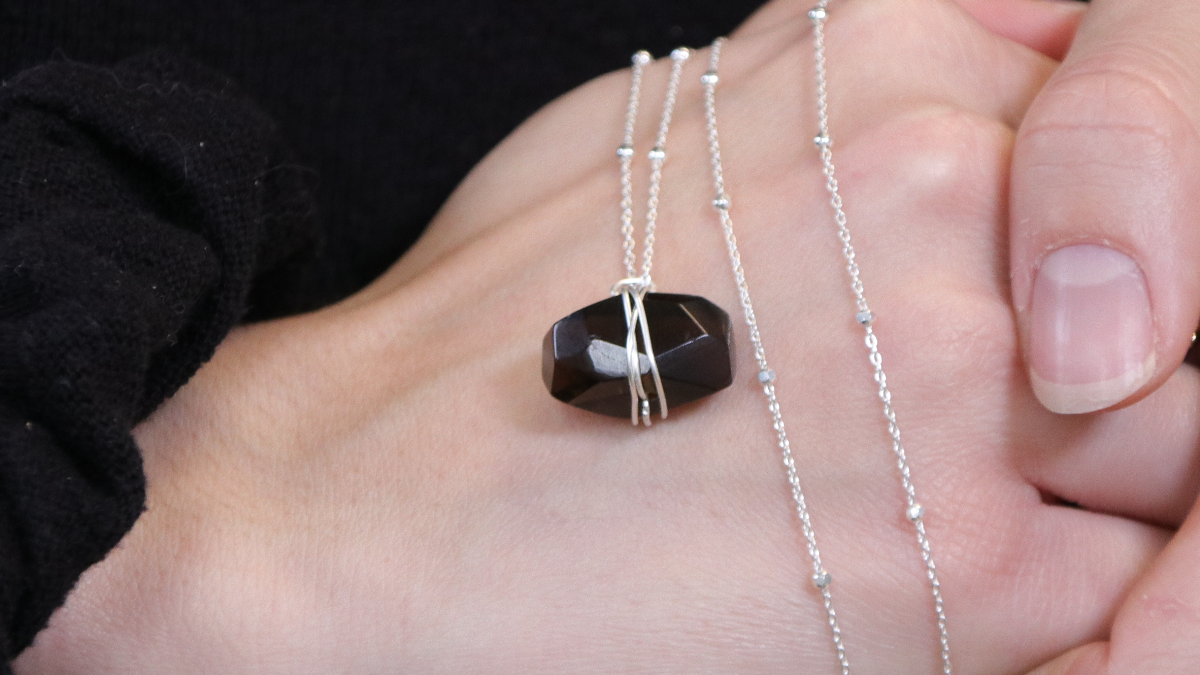 Schema Collana a catena in argento sterling 925 con pendente in pietra preziosa