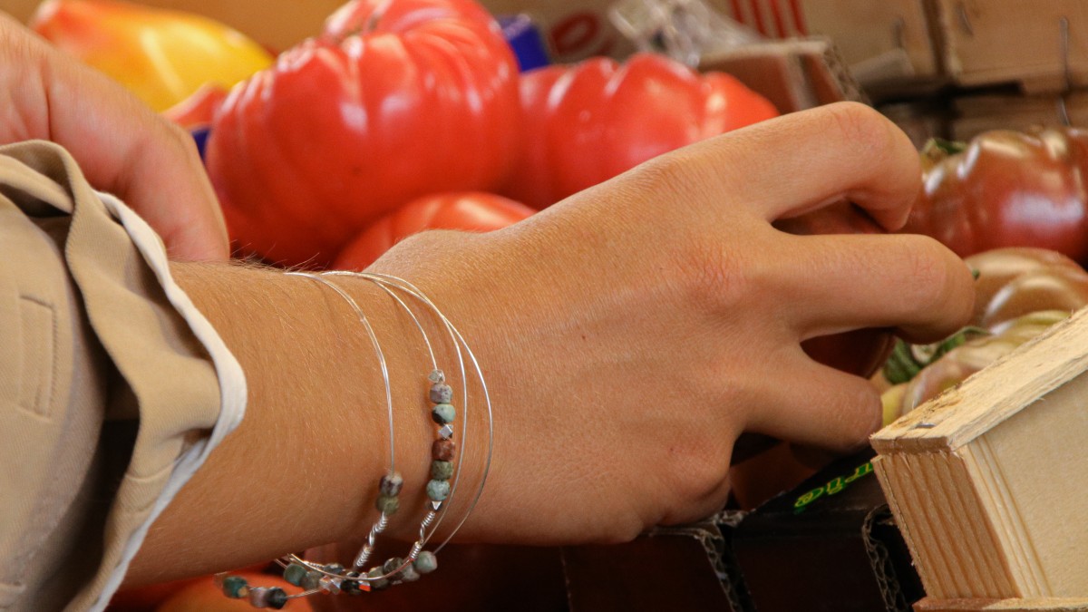 Bracciale settimanale in argento 925 con pietre preziose - Turchese africano e ullite