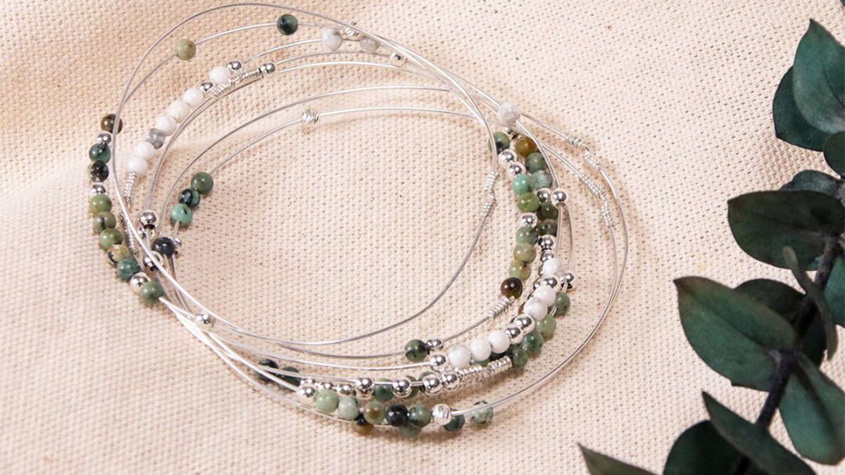 Schema Bracciale settimanale in argento 925 con pietre preziose - Turchese africano e ullite