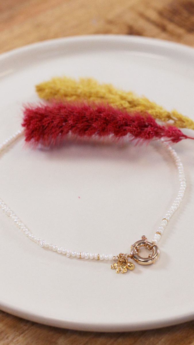 Schema Girocollo di perle d'acqua dolce con chiusura a boa placcata oro