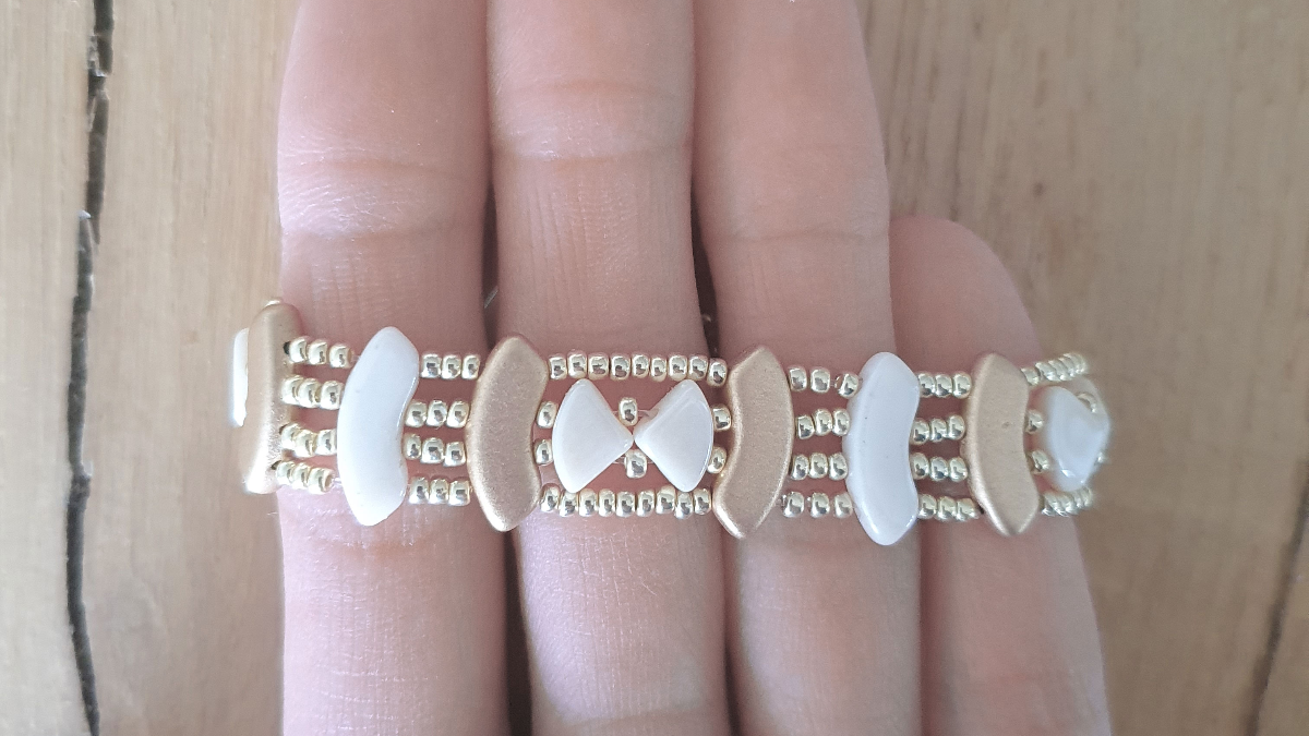 Bracciale di perle di vetro PieDuo e QuadBow : Tappa 2