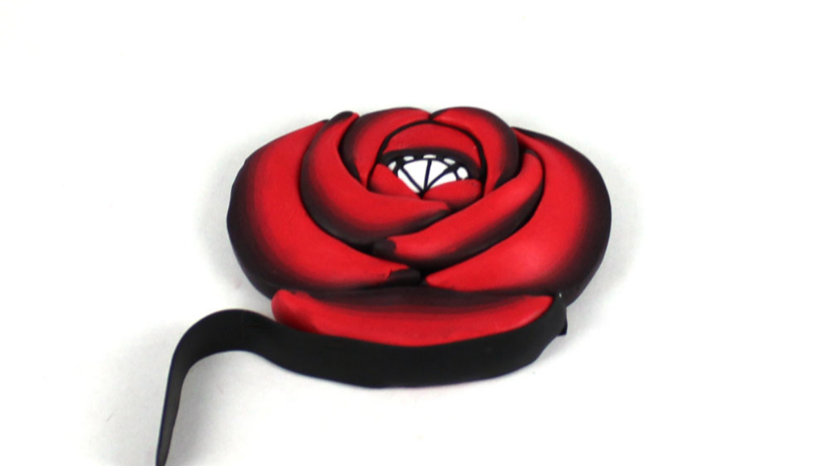 Orecchini in argilla polimerica con canna rosa : Tappa 15 Orecchini in argilla polimerica con canna rosa : Tappa 15