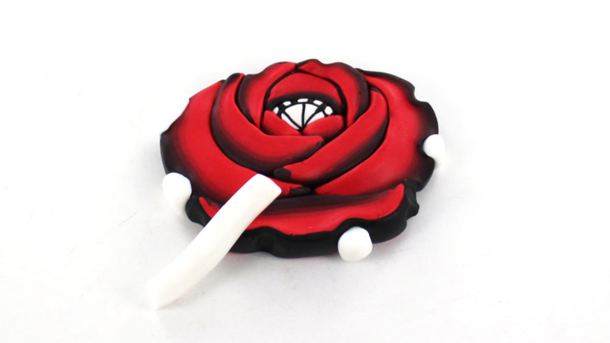 Orecchini in argilla polimerica con canna rosa : Tappa 16 Orecchini in argilla polimerica con canna rosa : Tappa 16