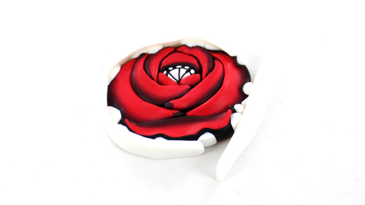 Orecchini in argilla polimerica con canna rosa : Tappa 17 Orecchini in argilla polimerica con canna rosa : Tappa 17