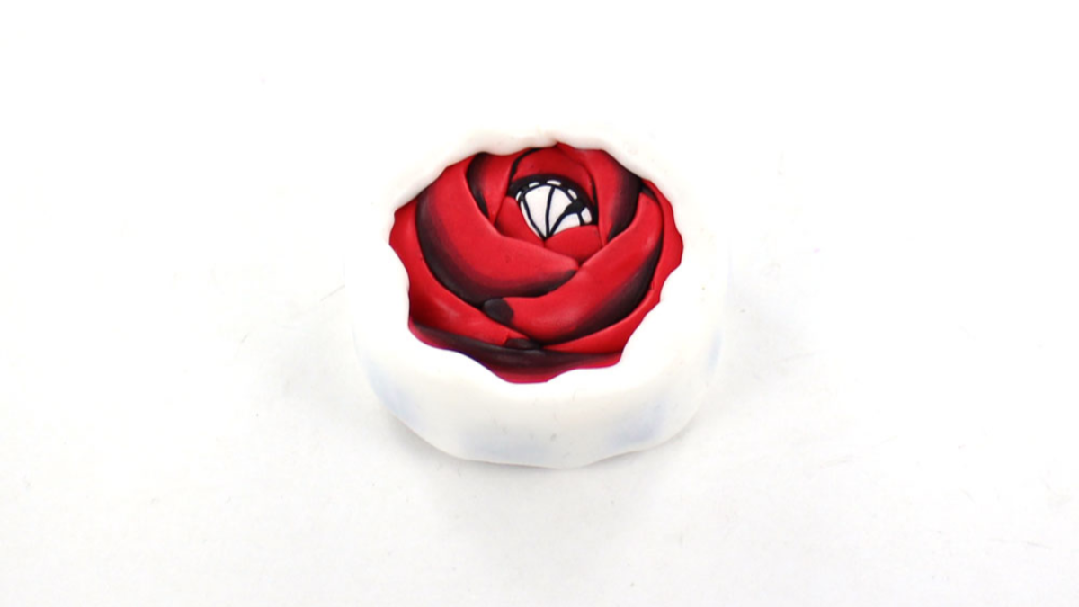 Orecchini in argilla polimerica con canna rosa : Tappa 18 Orecchini in argilla polimerica con canna rosa : Tappa 18