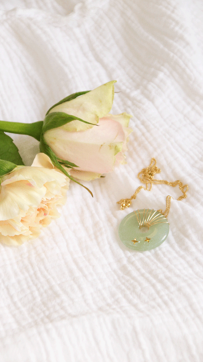 Schema DIY placcato in oro e pietra preziosa collana donut Aventurine