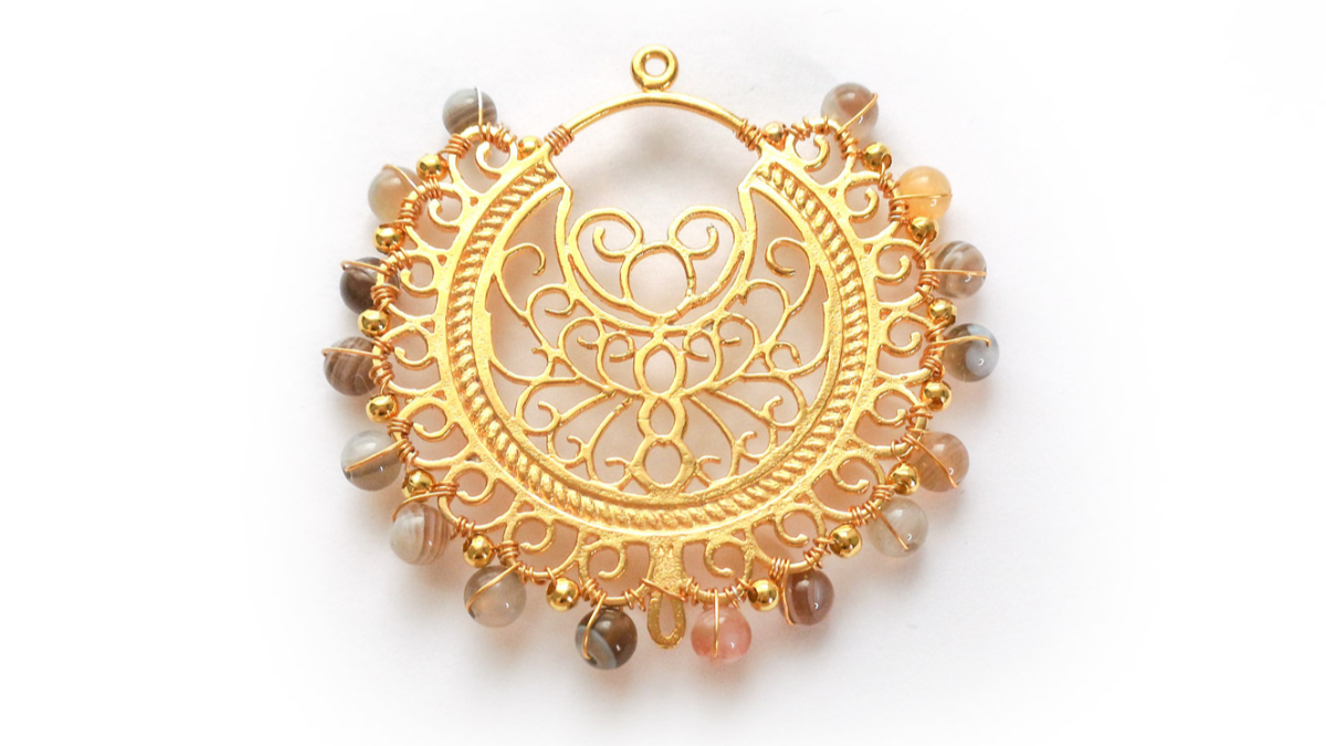 Orecchini Gipsy in oro con tutorial sulle agate del Botswana : Tappa 1