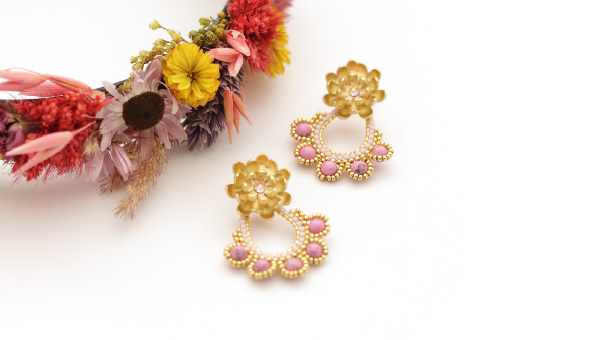 Schema Miyuki Brick stitch flower weaving earrings tutorial