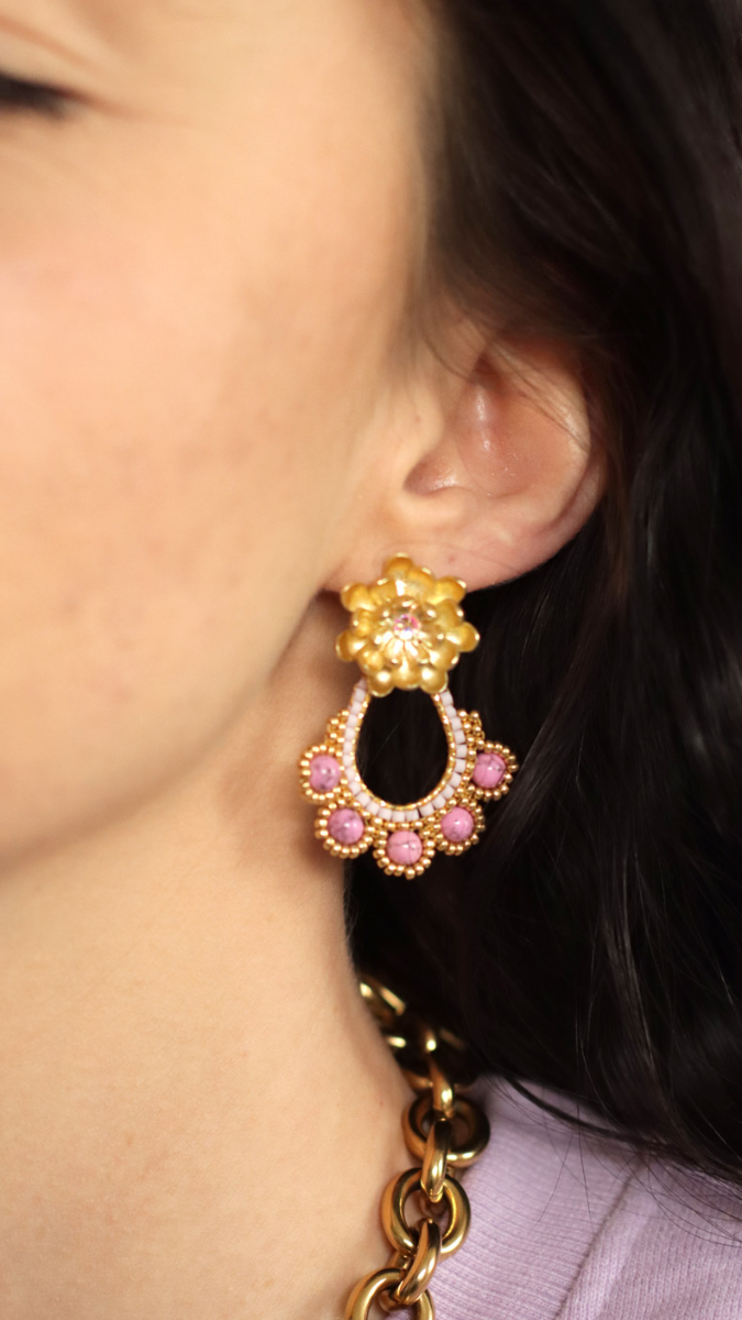 Schema Miyuki Brick stitch flower weaving earrings tutorial