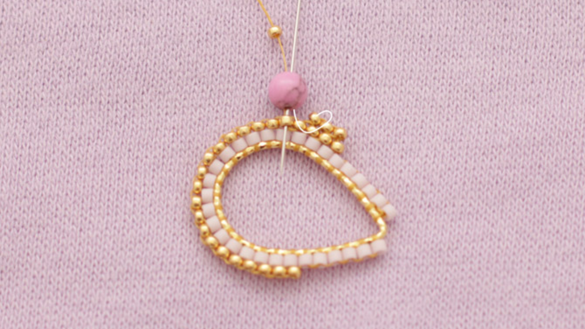 Miyuki Brick stitch flower weaving earrings tutorial : Tappa 7