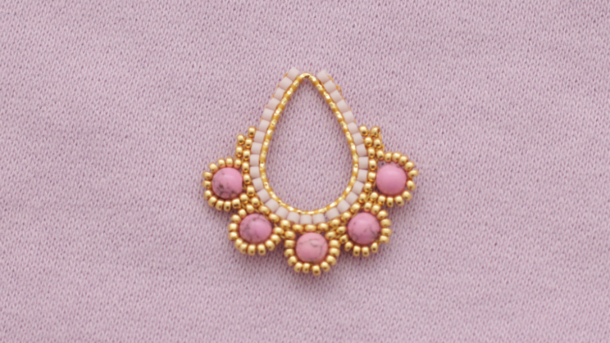 Miyuki Brick stitch flower weaving earrings tutorial : Tappa 11