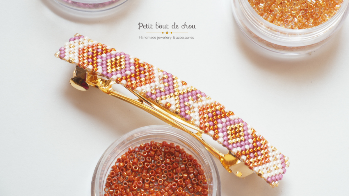 Miyuki peyote weave hair clip Miyuki peyote weave hair clip