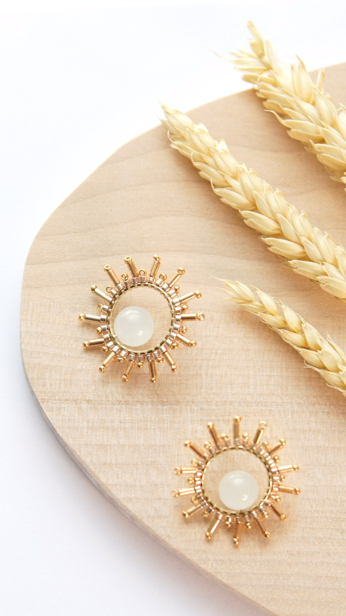 Schema Miyuki Sole e Pietra di Luna orecchini a punto mattone