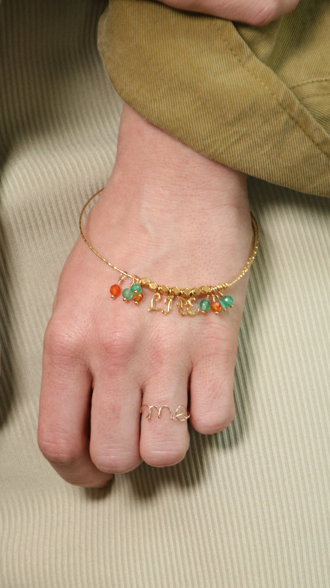 Schema Bracciale Jonc semainier diamanté dorato con charms in oro fine alfabeto Schema Bracciale Jonc semainier diamanté dorato con charms in oro fine alfabeto