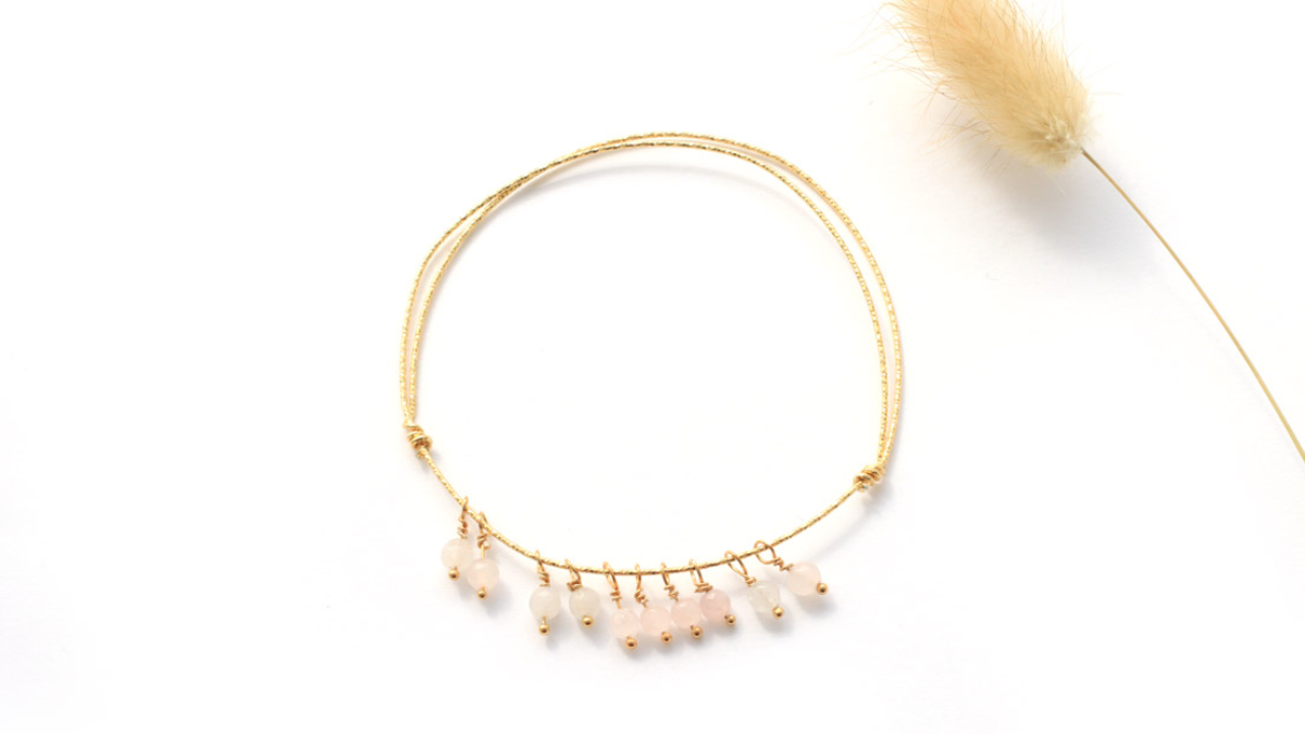 Bracciale Jonc semainier diamanté dorato con charms in oro fine alfabeto : Tappa 5 Bracciale Jonc semainier diamanté dorato con charms in oro fine alfabeto : Tappa 5