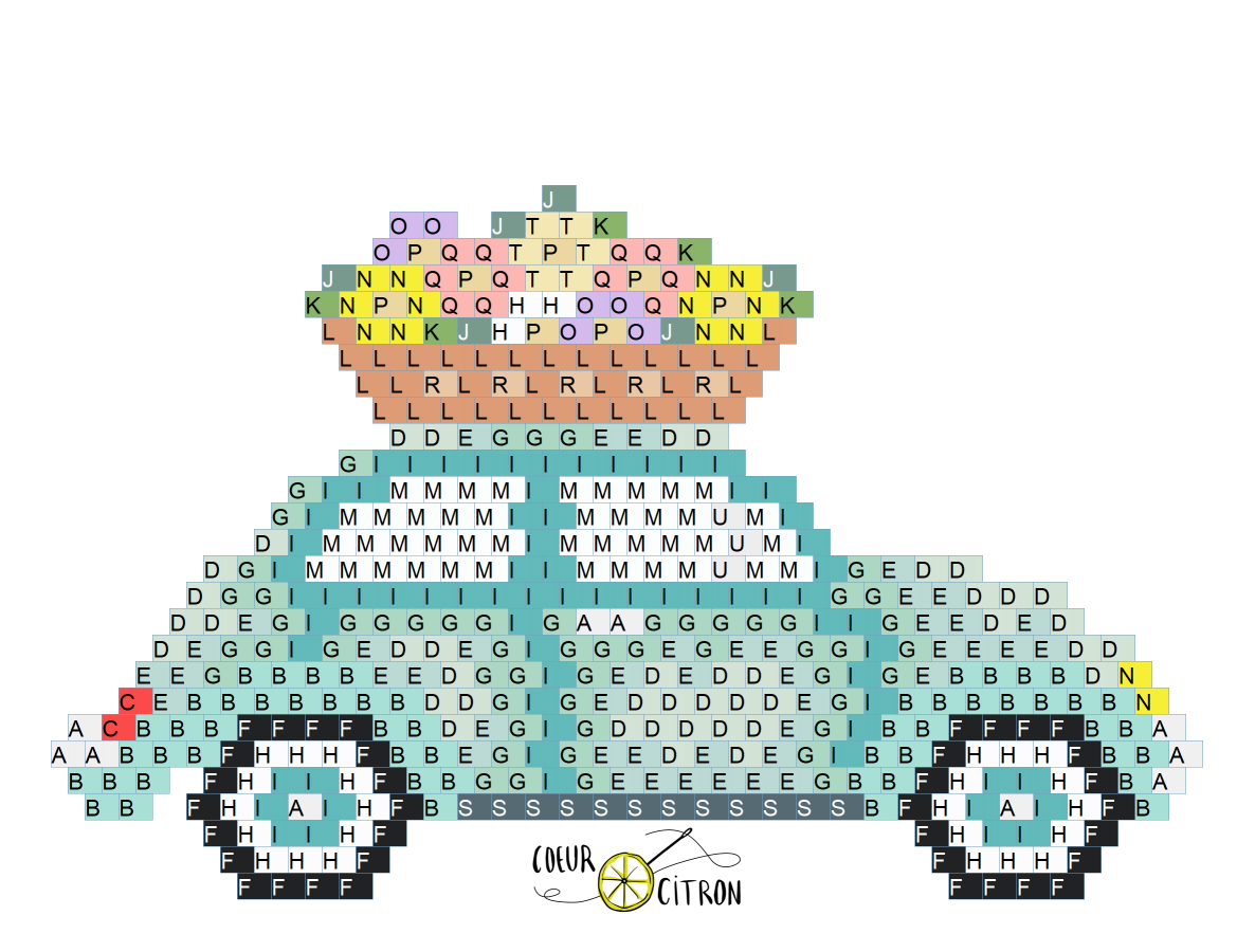 Schema Auto coccinella e cestino di fiori fatto di perline Miyuki Delicas 11/0 di Coeur Citron