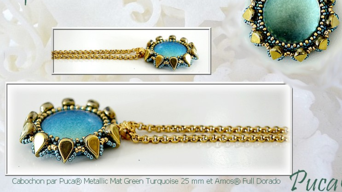 Ciondolo Betty con perle di vetro Amos e cabochon di Puca