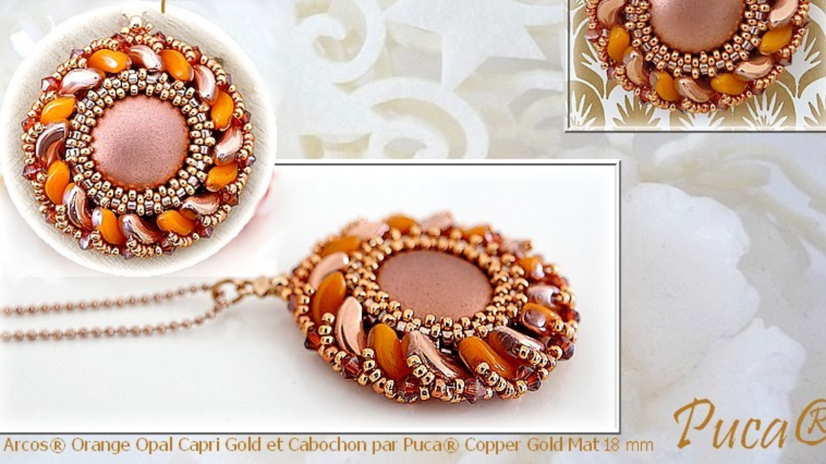 Ciondolo Sole con perle di vetro Arcos e cabochon di Puca