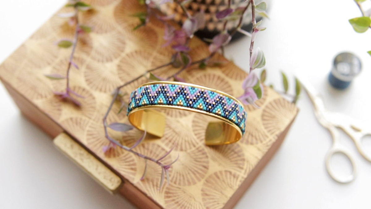 Schema Miyuki perla intrecciare braccialetto Peyote tecnica Pair