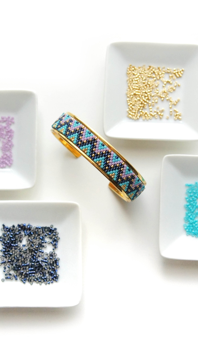 Schema Miyuki perla intrecciare braccialetto Peyote tecnica Pair