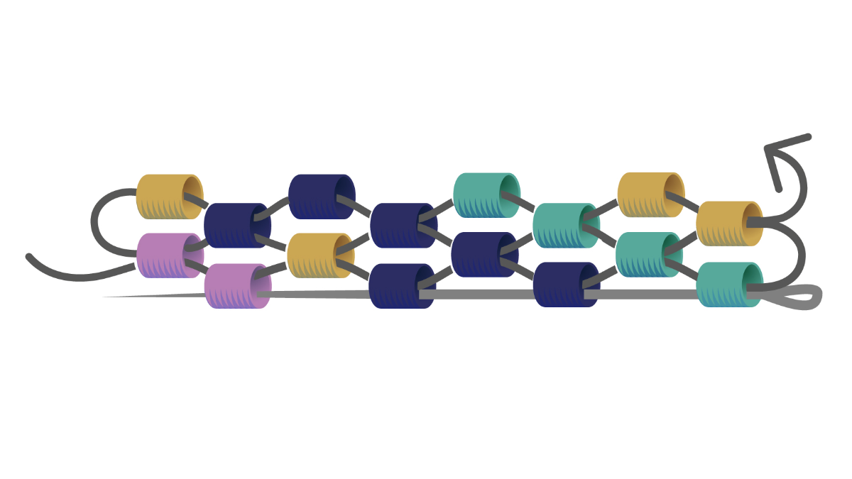 Miyuki perla intrecciare braccialetto Peyote tecnica Pair : Tappa 5