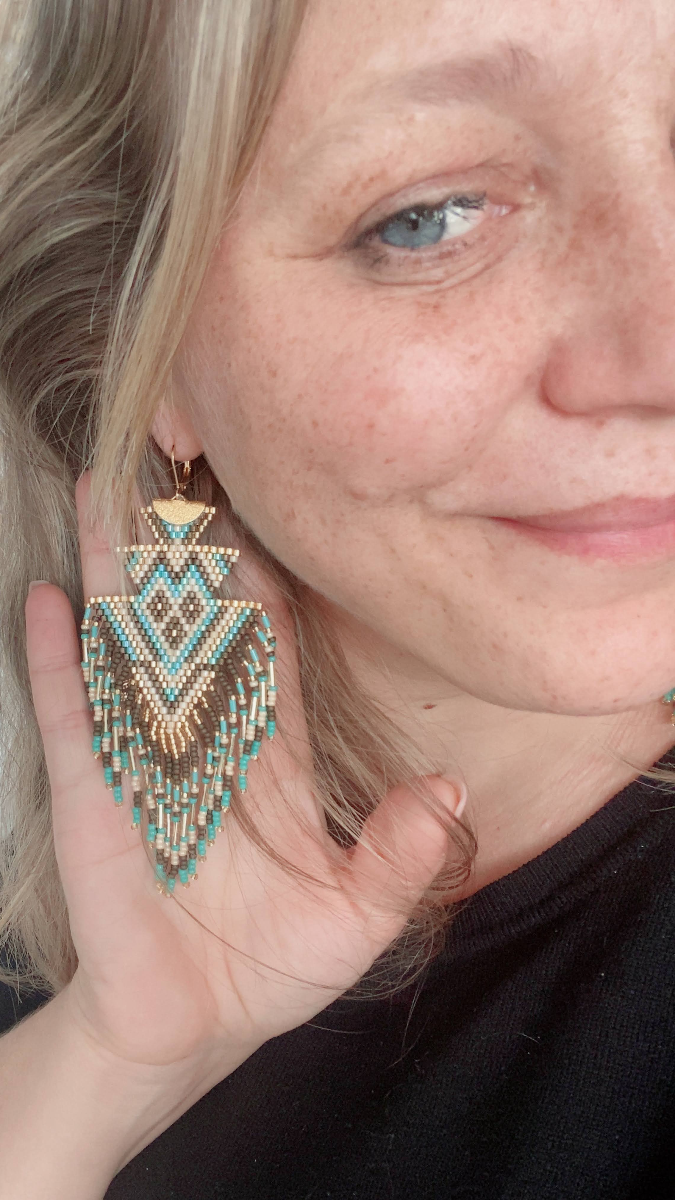 Schema Miyuki 10/0 seed beads e orecchini con frangia a tessitura Delicas