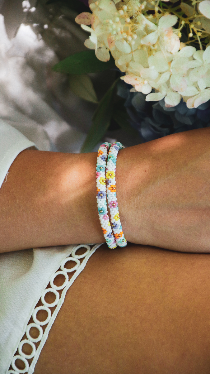 Schema Miyuki peyote weave daisy flower bracelet