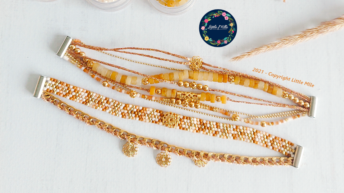 Schema Braccialetto a più file effetto impilamento in agata tinta Topaz e perline Miyuki con chiusura Hiilos Schema Braccialetto a più file effetto impilamento in agata tinta Topaz e perline Miyuki con chiusura Hiilos