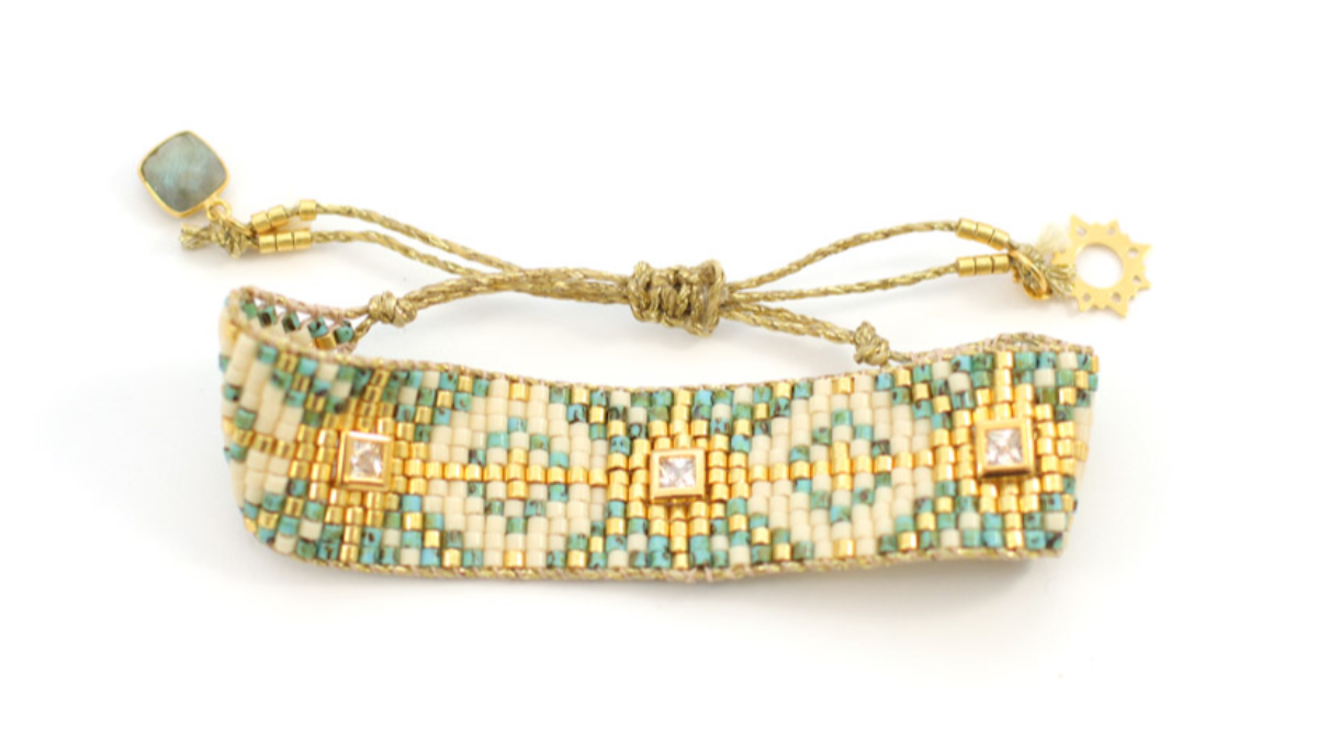 Miyuki Delicas 10 Griglia di tessitura a telaio con intarsio di strass : Tappa 19