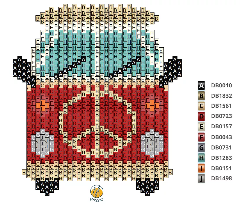 Schema Tessitura Van in brickstitch con perline Miyuki Delicas 11/0
