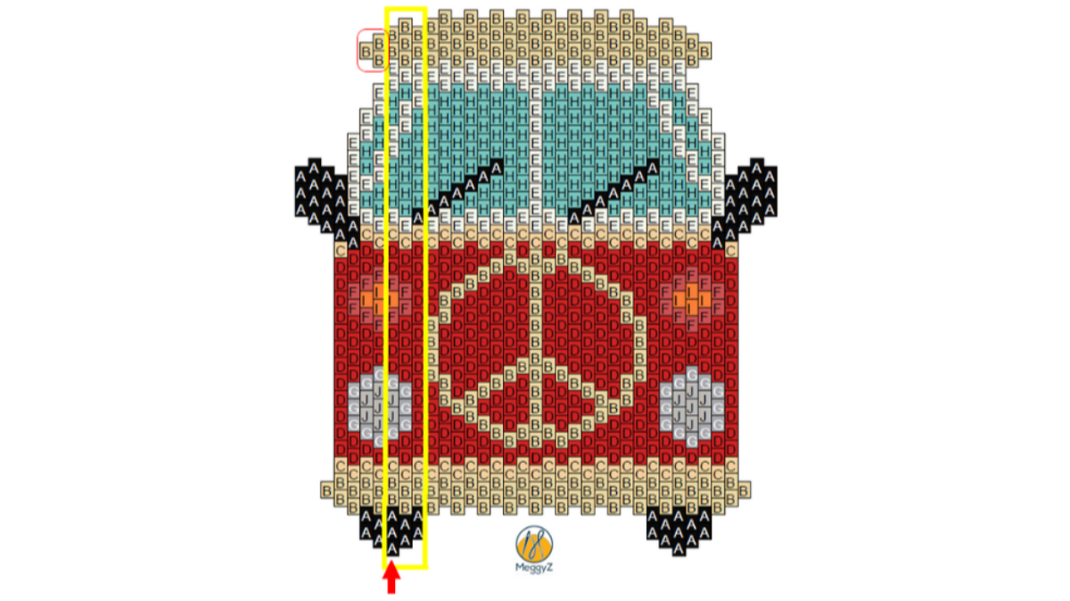 Tessitura Van in brickstitch con perline Miyuki Delicas 11/0 : Tappa 1