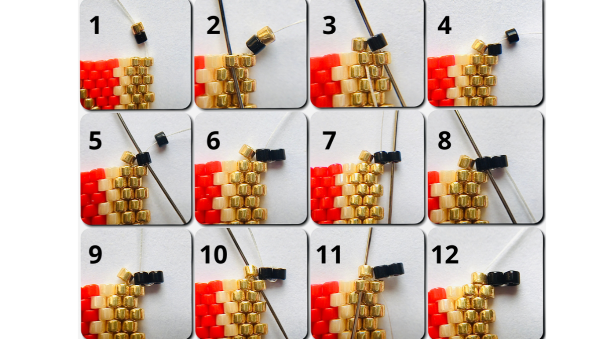 Tessitura Van in brickstitch con perline Miyuki Delicas 11/0 : Tappa 4