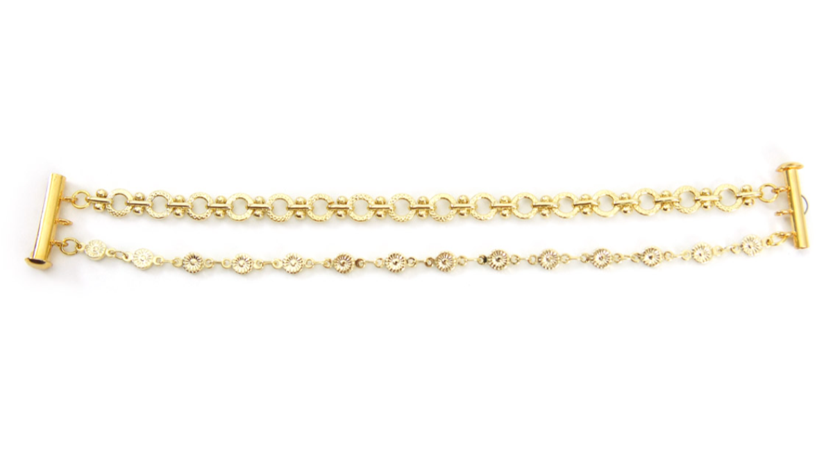 Tuto Collana Multirangs con perline a strisce blu e catene fantasia : Tappa 8