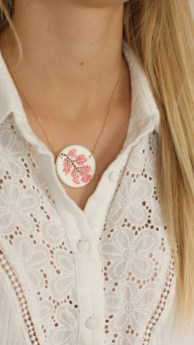 Schema Ciondolo fai da te in argilla polimerica e tecnica di punteggiatura del design dei fiori Schema Ciondolo fai da te in argilla polimerica e tecnica di punteggiatura del design dei fiori