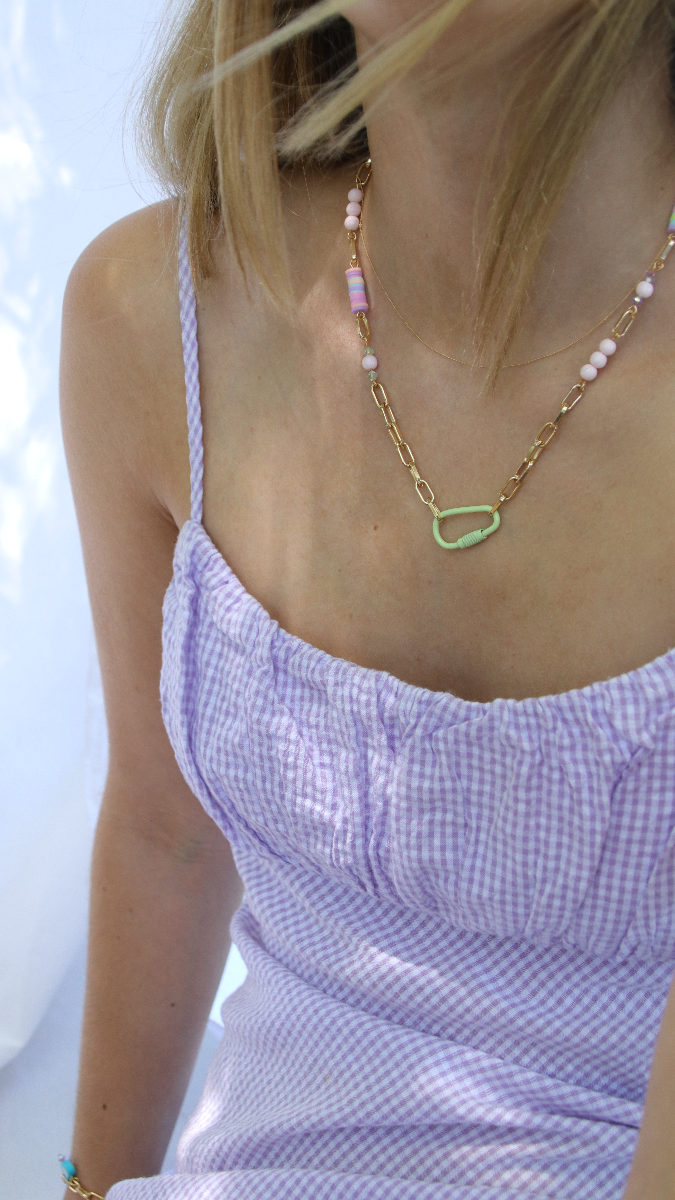 Schema Bracciale e collana Kawaii con chiusure a moschettone pastello Schema Bracciale e collana Kawaii con chiusure a moschettone pastello