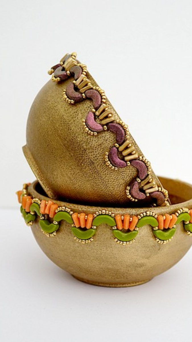 Schema Tasca di legno fai da te Yoko con perle di vetro Arcos e Piros di Puca