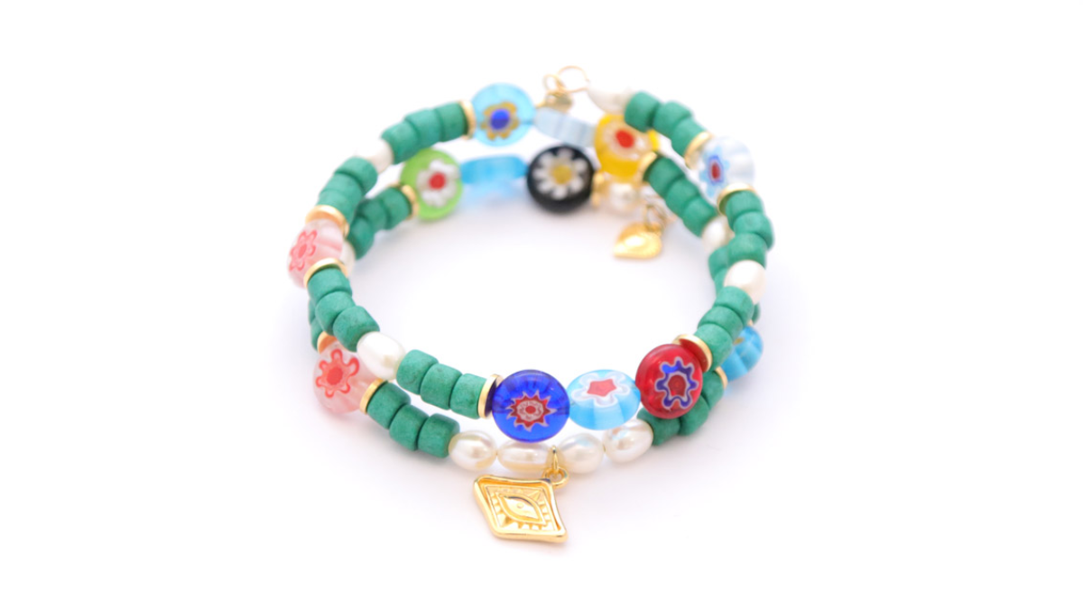 Bracciale multigiro perline Millefiori e heishi in ceramica : Tappa 2