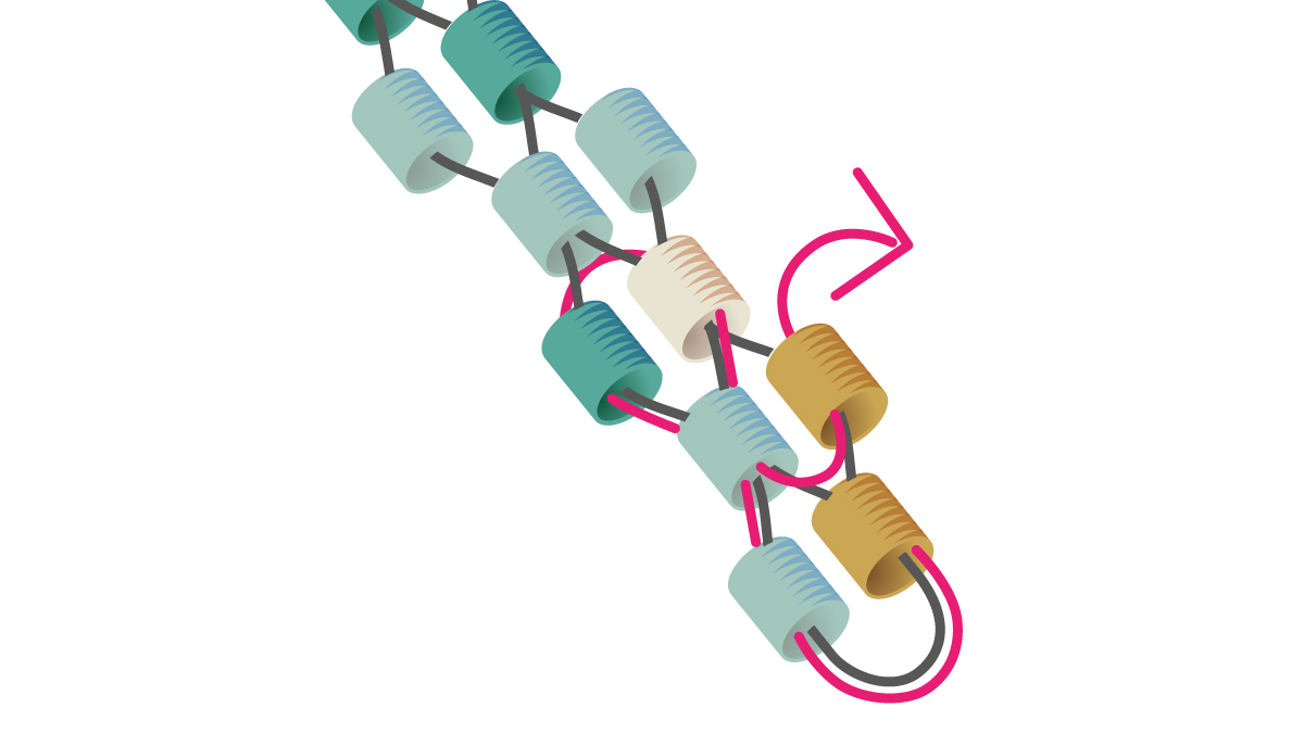 Miyuki bracciale tessitura Mississippi turchese : Tappa 6