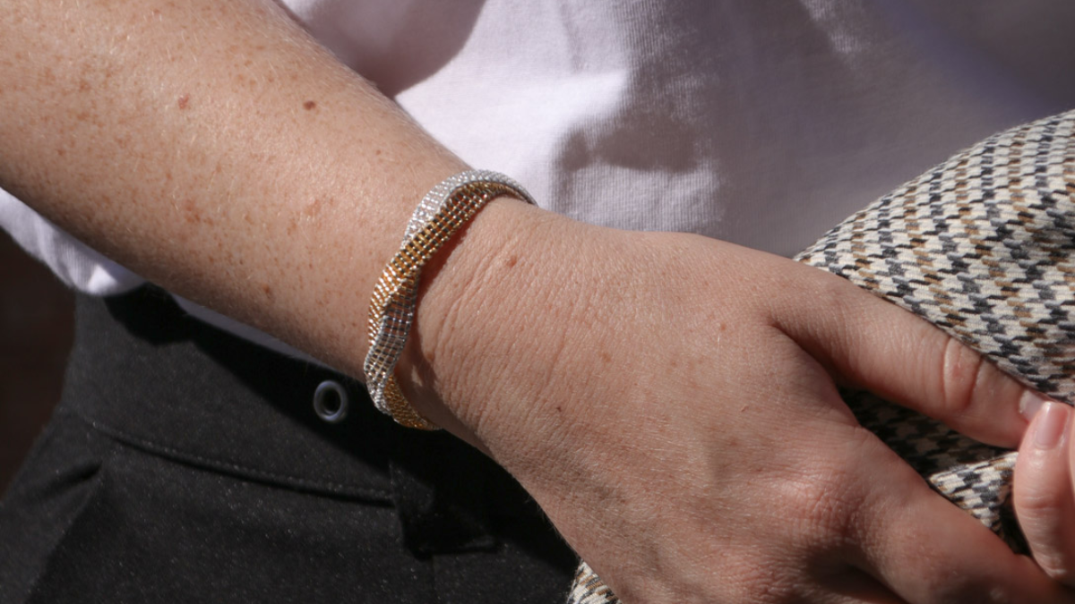 Tata Gisèle Bracciale Placcato Oro 18K Con Perle Miyuki E Quarzo Rosa – Sacchetto Velluto Incluso