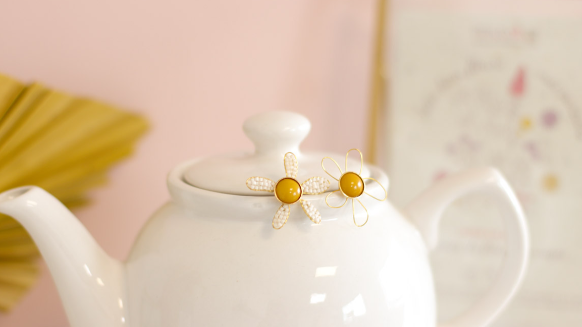 Schema Miyuki perla intrecciata orecchini di fiori di margherita