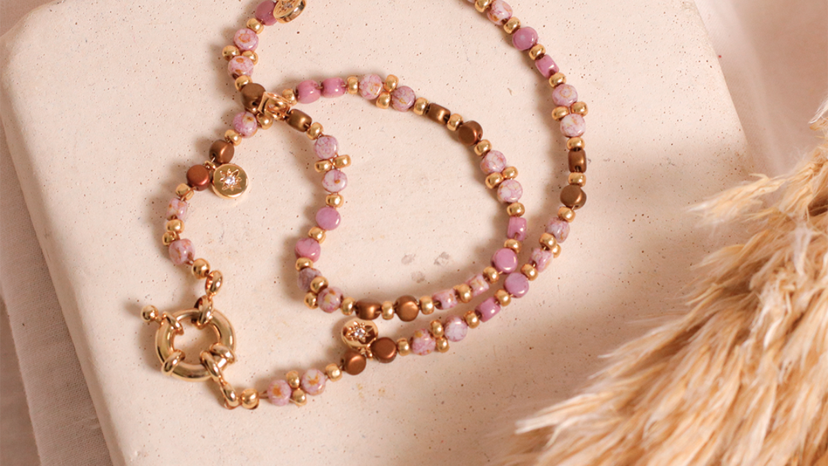 Schema Braccialetto a più file con perline Kalos di Puca, perline Miyuki e charms di zirconi