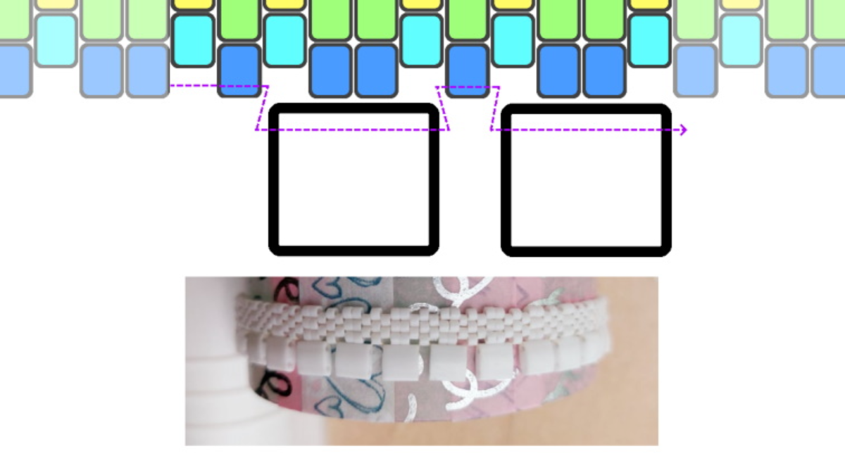 Braccialetto So Chic Bangle con perline Miyuki e Tila : Tappa 2 Braccialetto So Chic Bangle con perline Miyuki e Tila : Tappa 2