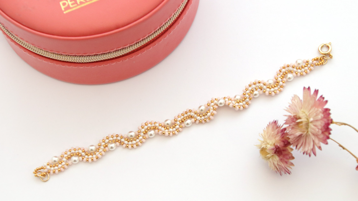 Schema Perline di semi Miyuki e perle Bracciale a onda