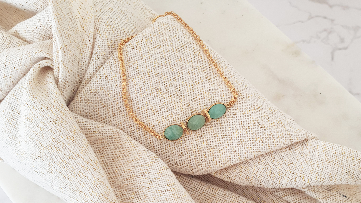 Schema Bracciale da donna fai da te con pietre naturali di amazzonite Schema Bracciale da donna fai da te con pietre naturali di amazzonite