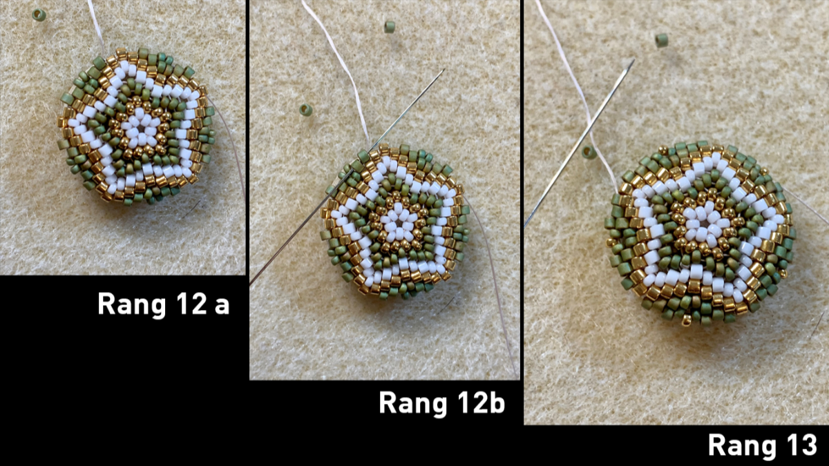 Orecchini 3D a tessitura circolare peyote su cabochon di legno e stampe : Tappa 8 Orecchini 3D a tessitura circolare peyote su cabochon di legno e stampe : Tappa 8