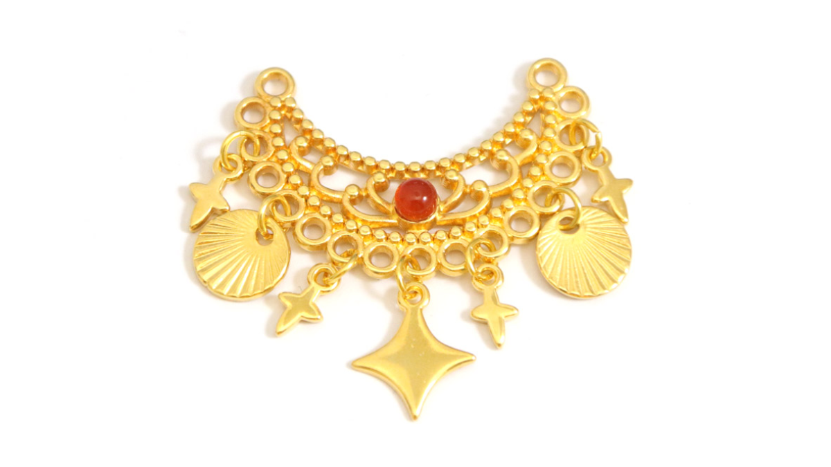 Orecchini a forma di croce placcati in oro con pietra preziosa corniola : Tappa 1 Orecchini a forma di croce placcati in oro con pietra preziosa corniola : Tappa 1