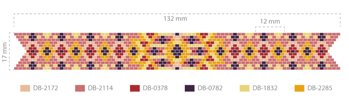 Schema Bracciale Peyote Impair in Miyuki delicas e trottole PureCrystal con chiusura a stella