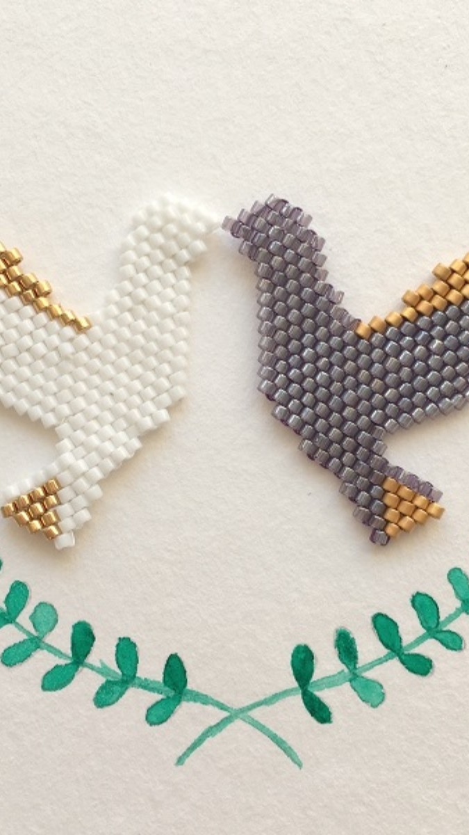 Schema Fai da te tessitura brickstitch Miyuki perline modello colomba da Lovelyoupi Schema Fai da te tessitura brickstitch Miyuki perline modello colomba da Lovelyoupi