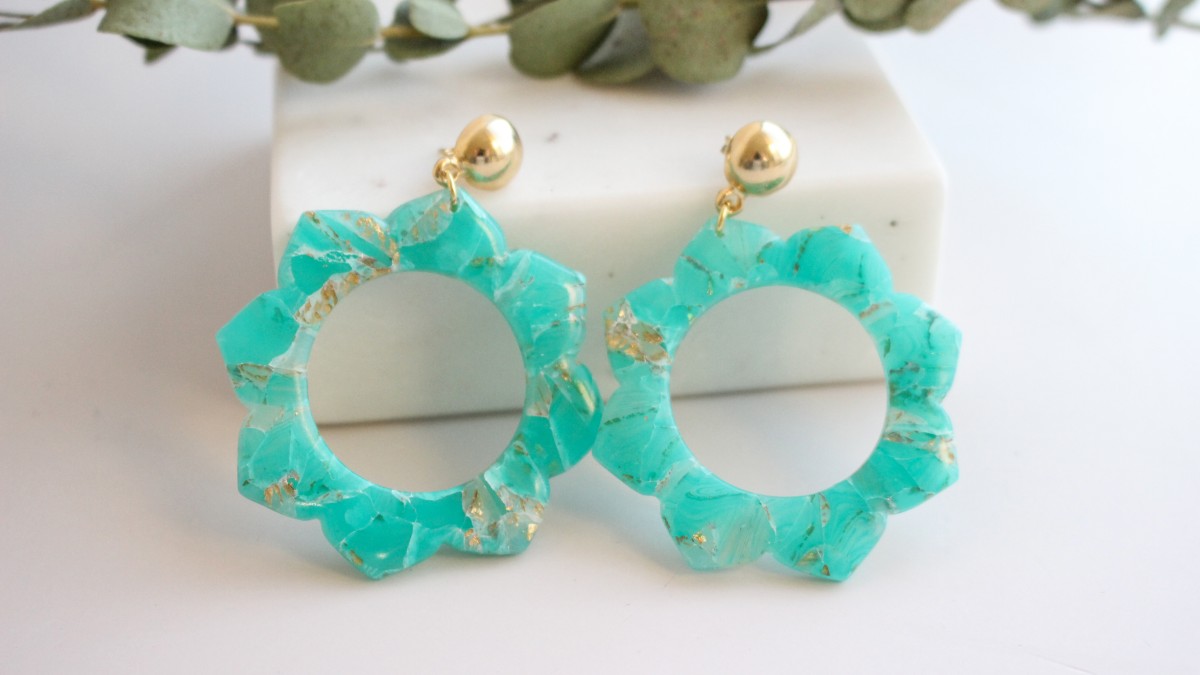 Orecchini mandala polimerici con effetto pietra Orecchini mandala polimerici con effetto pietra