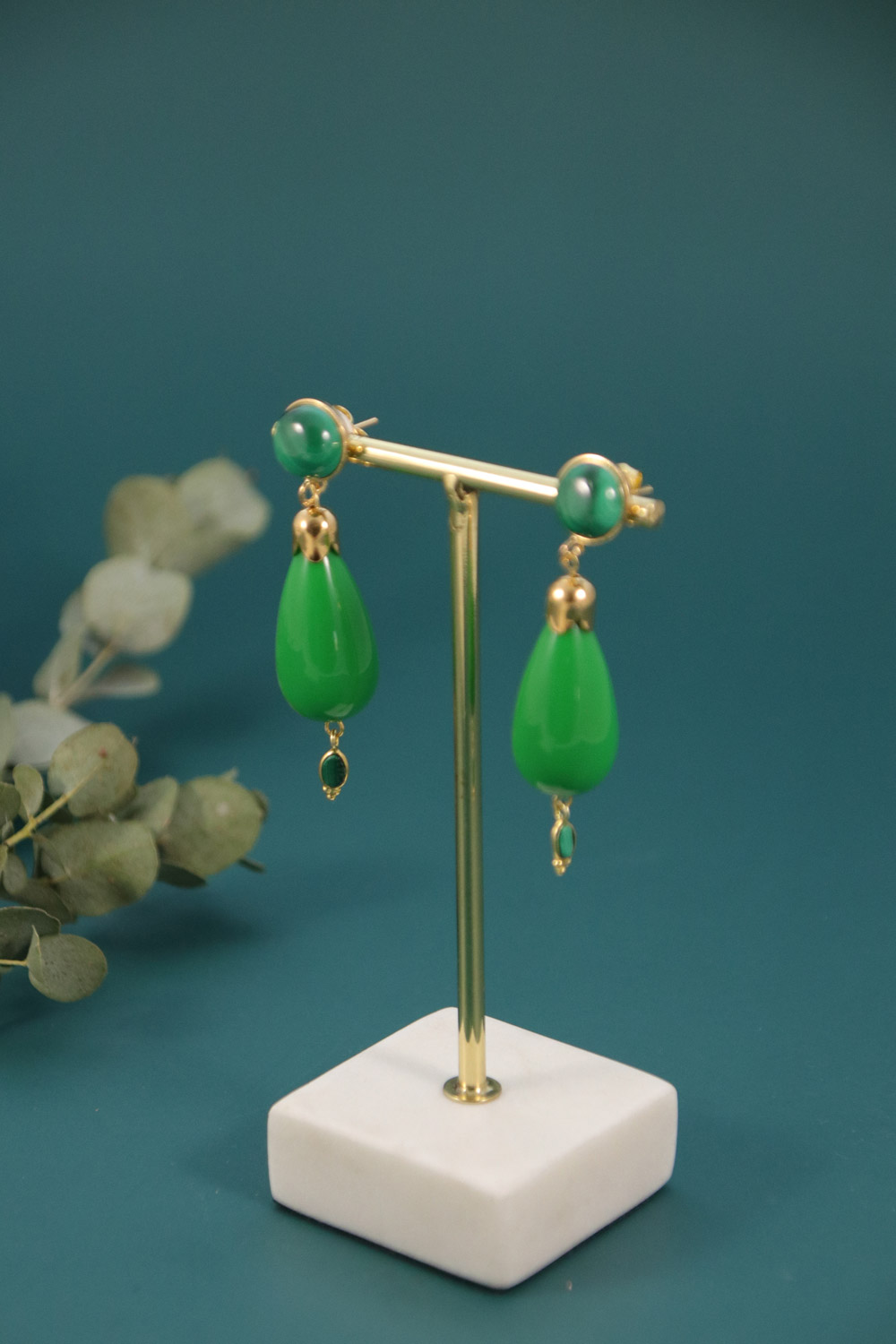 Schema Orecchini vintage di perle e malachite verde Schema Orecchini vintage di perle e malachite verde